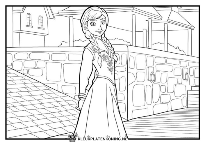 Kleurplaat van Anna uit Frozen