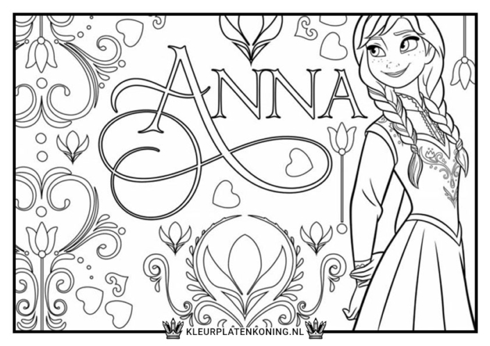 Naam van Anna kleurplaat Frozen