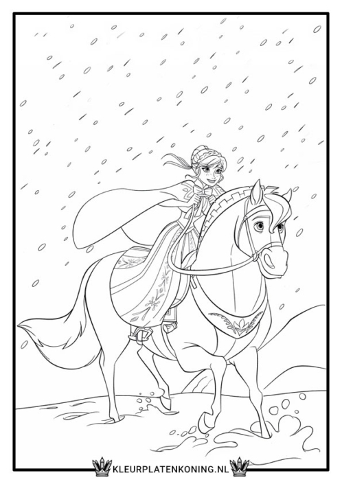 Kleurplaat Anna op paard