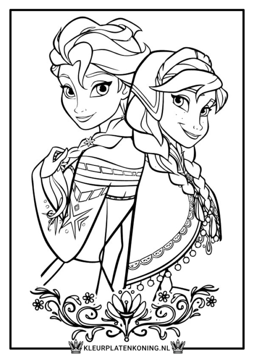 Elsa en Anna kleurplaat