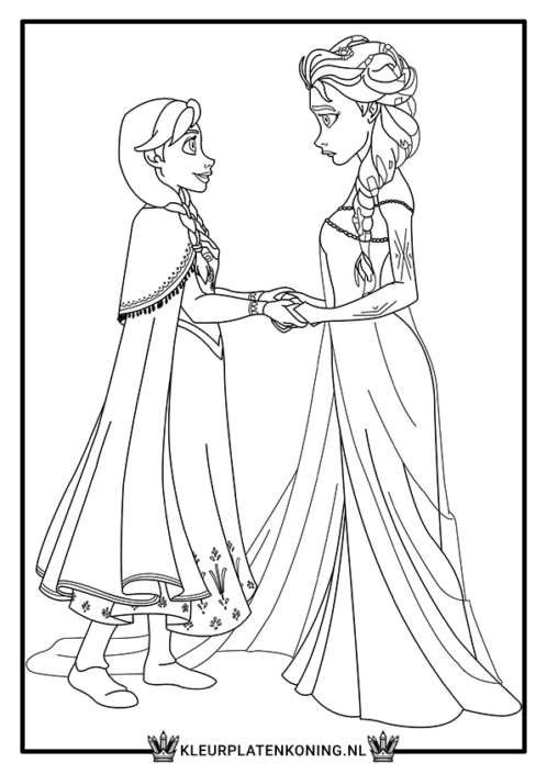 Elsa en Anna kleurplaat