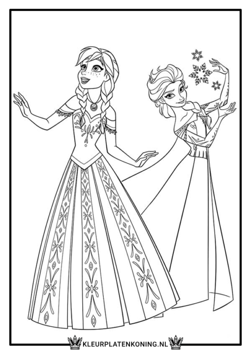 Elsa en Anna kleurplaat