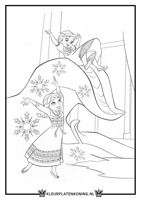 Elsa en Anna kleurplaat