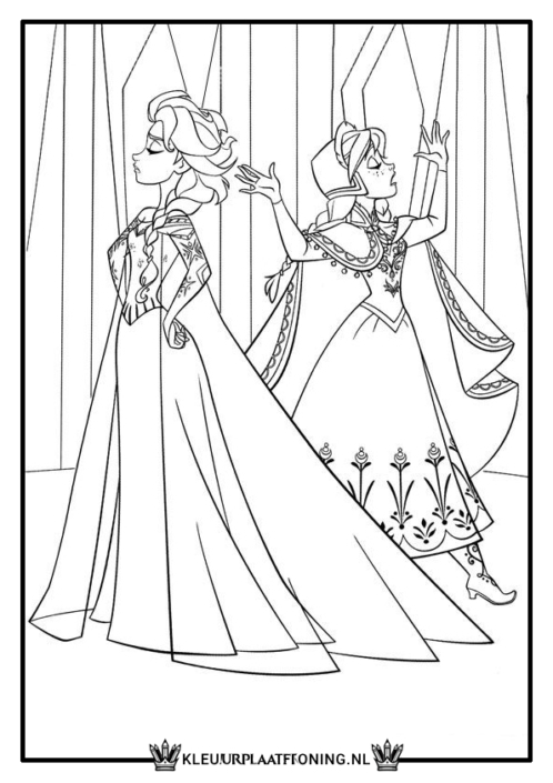 Elsa en Anna kleurplaat