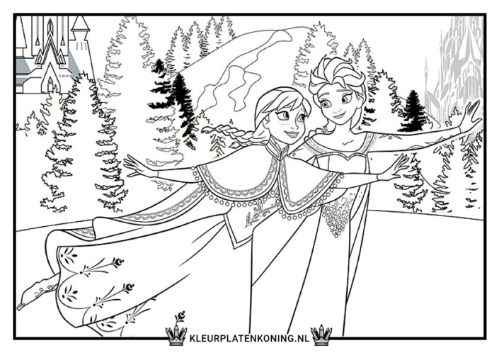 Elsa en Anna kleurplaat