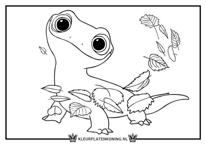 Kleurplaat Bruni Frozen 2 met blaadjes