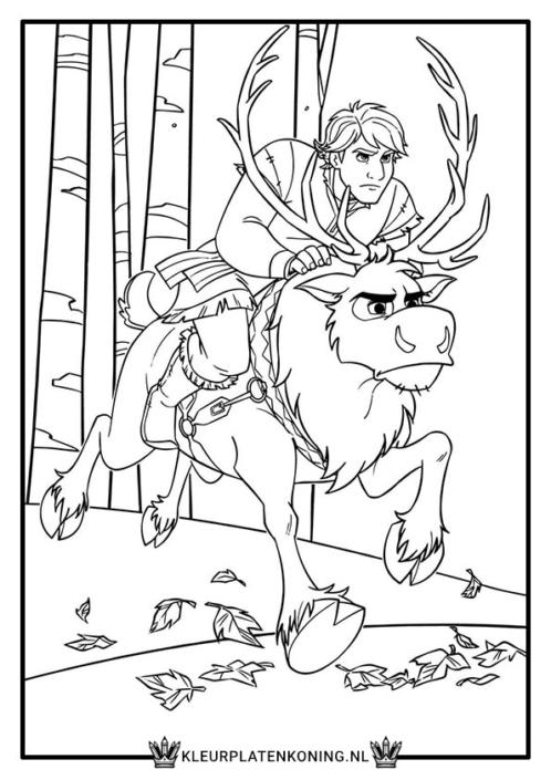 Kristoff & Sven kleurplaat