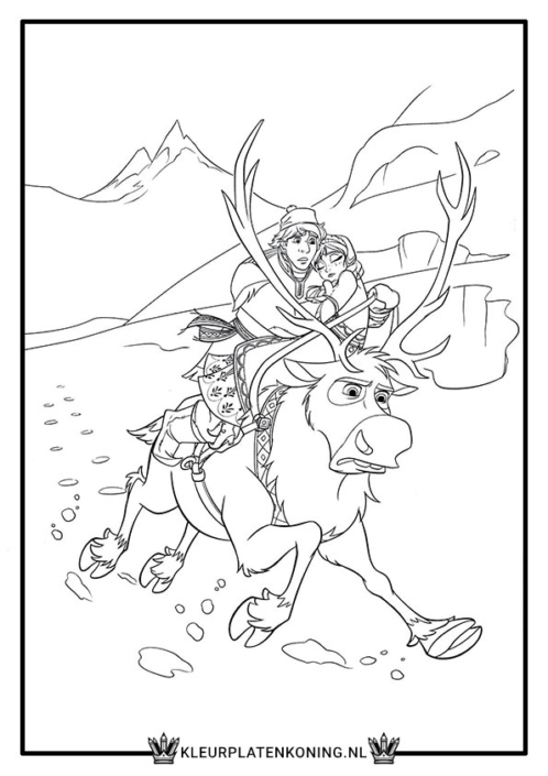 Kristoff & Sven kleurplaat