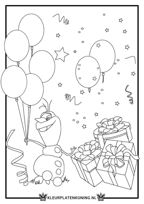 Frozen Olaf verjaardag kleurplaat